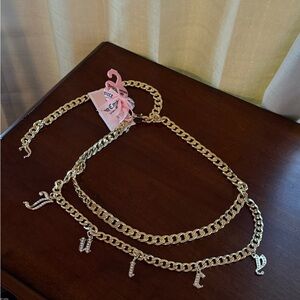 Juicy Couture Gold Chain Belt with Silver Accents